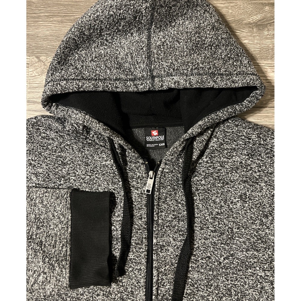 SouthPole Full Zip Heathered Black/Gray Hooded Sweatshirt Size 5XB Big